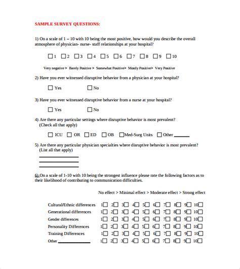 Survey Question Templates Sample Templates