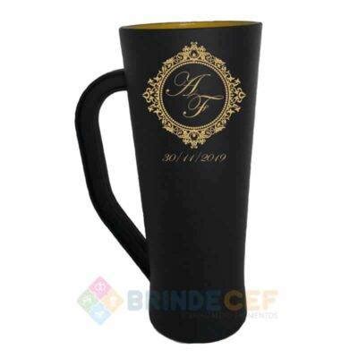 Caneca Slim 400ml Cor Preto Fosco Personalizada Para Festas