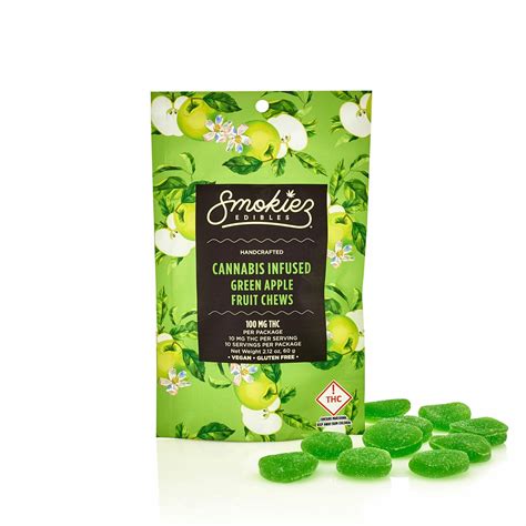 Green Apple Fruit Chews 100 Mg Co Smokiez Edibles