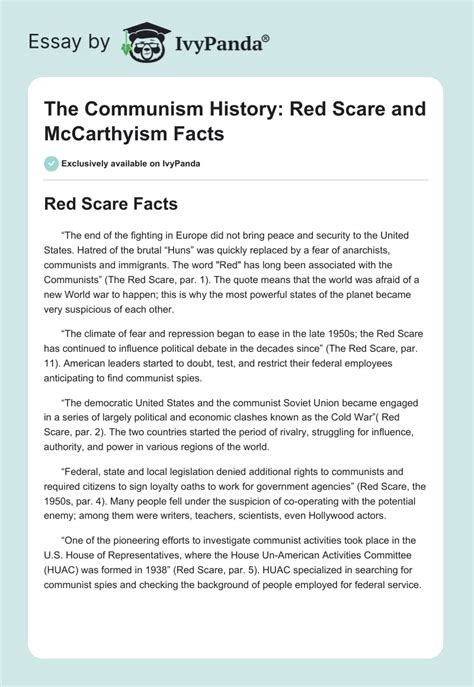 The Communism History Red Scare And Mccarthyism Facts Words