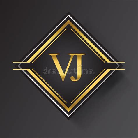 VJ Letter Logo In A Square Shape Gold And Silver Colored Geometric