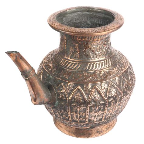 Copper Floral Engraved Islamic Style Holy Water Pot