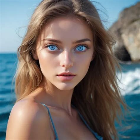 Reality Beautiful Hot Woman Sea Blue Eye