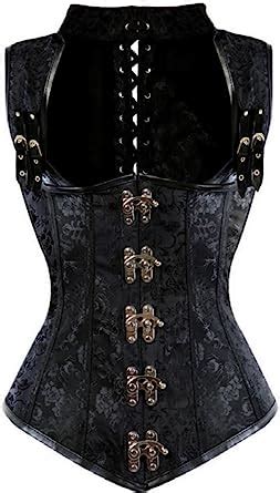 Beverla Vintage Steampunk Unterbrust Taillen Corsage Schwarz Korsett