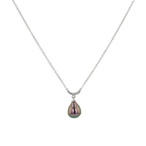 Mini Curve Diamond Necklace With Keshi Hinerava Jewelry