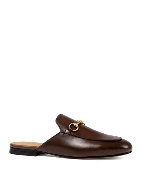 Gucci Princetown Leather Mule In Browngold Brown Lyst