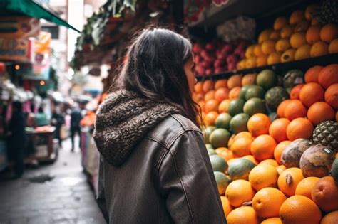 Premium AI Image Unrecognizable Woman Exploring A Vibrant Street