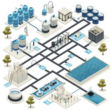 Water Supply Isometric Flowchart Design Infographic Flowchart PNG