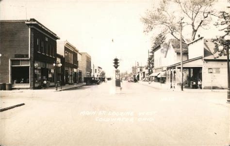 Main St. Looking West Coldwater, OH Postcard