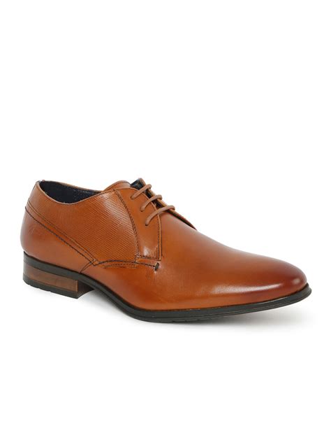 Men Tan Derby Formal Shoes Shoetree