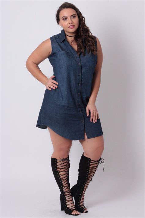 Plus Size Denim Shirt Dress Dark Wash Plus Size Womens Clothing Denim Shirt Dress Plus Size