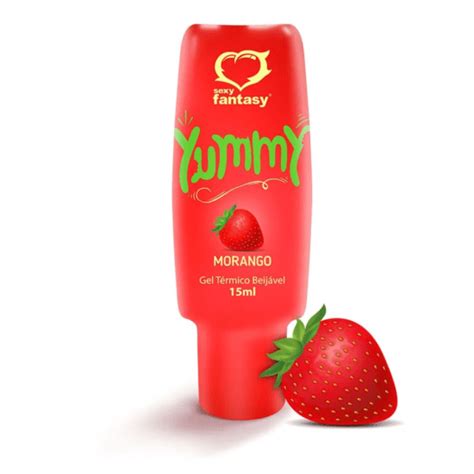 Gel Comestível Efeito Quente Yummy Sabor Morango Sexy Fantasy ml Sex Shop Flower Love