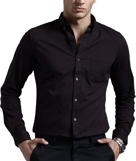 Oshano Camisa De Algod N Con Botones Para Hombre Manga Larga Color