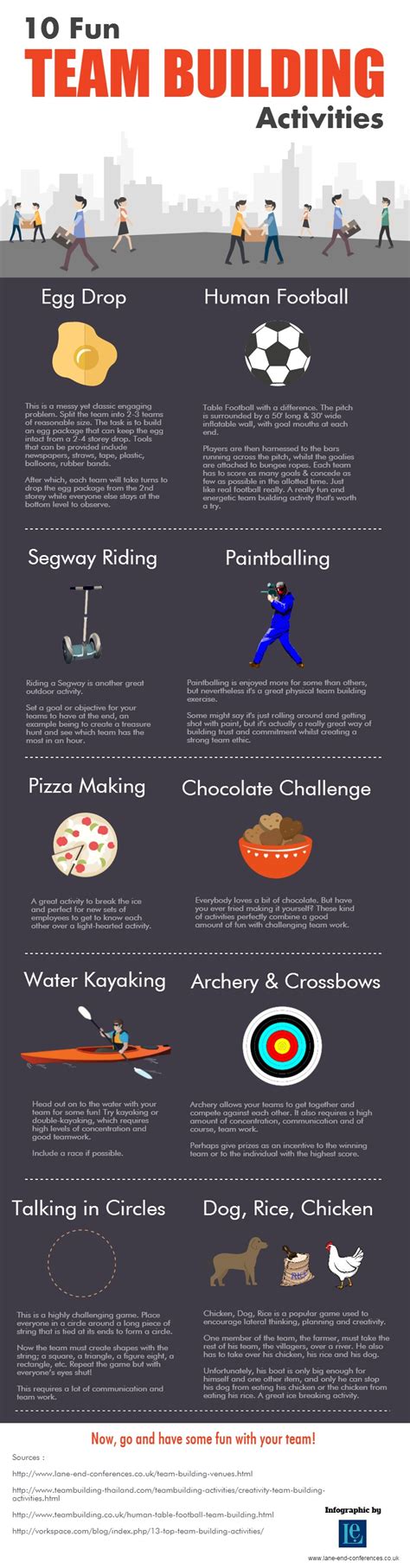 10 Fun Team Building Activities #infographic ~ Visualistan