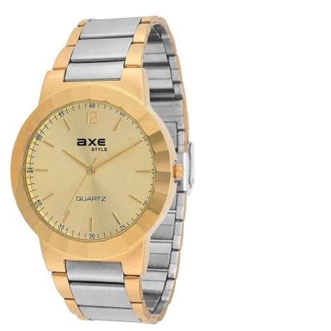 Buy Axe Style Analog Gold Dial Silver Strap Watch For Men X Bm