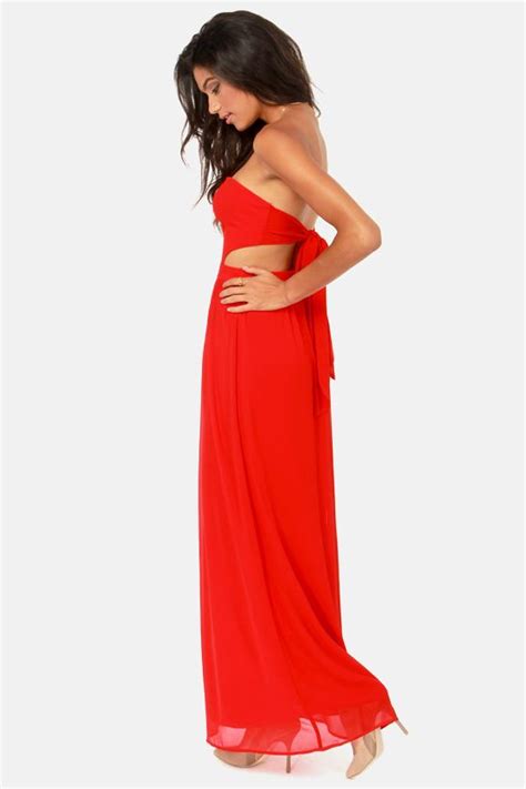 Life Of Tie Red Strapless Maxi Dress Cute Red Dresses Maxi Dress