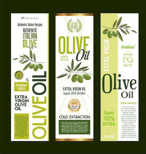 Premium Vector Olive Oil Packaging Design Bottle Label Collection