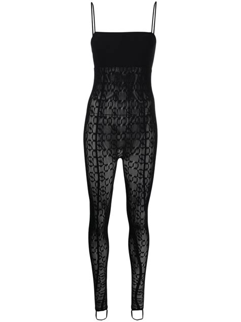 Wolford X Simkhai Patterned Intricate Sheer Jumpsuit Black Farfetch