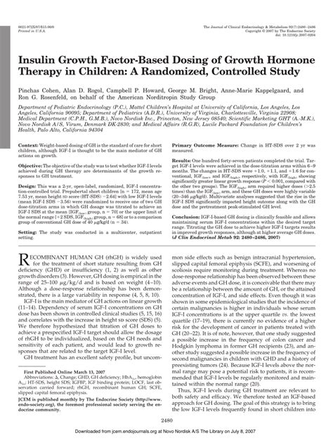 (PDF) Insulin growth factor-I-based dosing of growth hormone therapy in ...