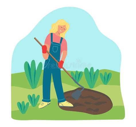 Woman Gardening On The Farm Stock Vector Illustration Of Cultivation