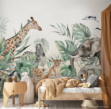SAFARI Wallpaper for Children / Kids Safari Jungle Animals Wallpaper ...