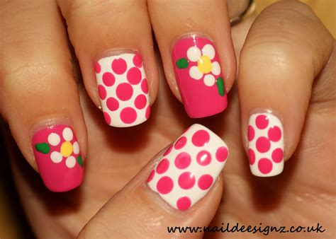 Naildeesignz Polka Dots And Flowers Nail Art