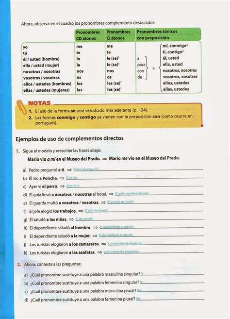 Ejercicios De Complemento Directo Pdf