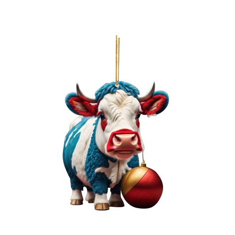 Christmas Cow Hanging Ornament Acrylic Cartoon Highland Cow Decorative