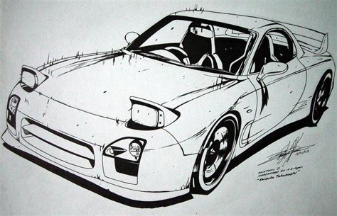 RX 7 FD3S RedSuns Initial D By EdgardoS Initial D Car Drawings Cars