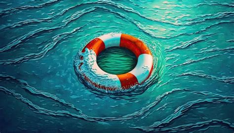 Premium Photo Life Buoy On Blue Water Rescue On The Sea Generative Ai