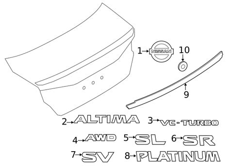 2019 2020 Nissan Altima Nameplate 84895 6CA0A TascaParts