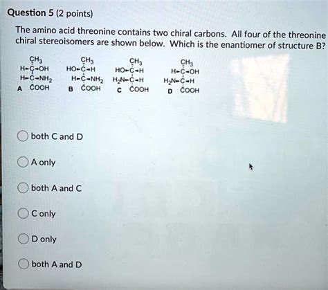 Solved Question Points The Amino Acid Threonine Contains Two