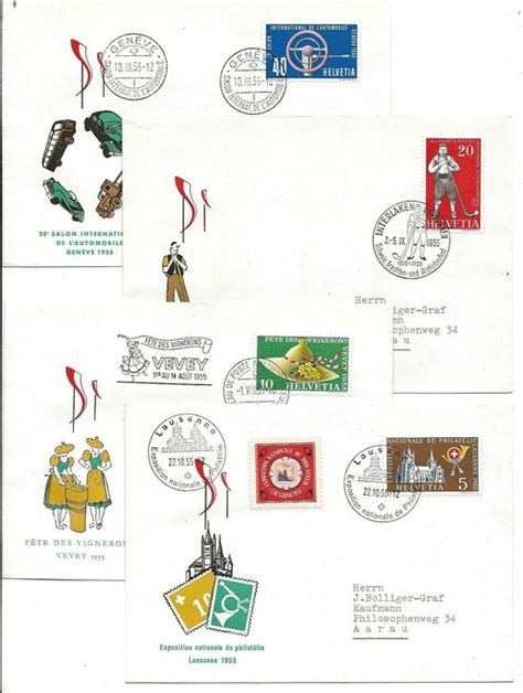 Schweiz Werbe FDC 1955 Auf Entspr Couverts Stempel Kaufen Auf Ricardo