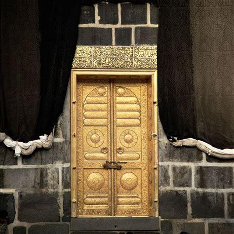 The door of the Ka'aba, Makkah. The current door in gold (99,99 kg) is ...