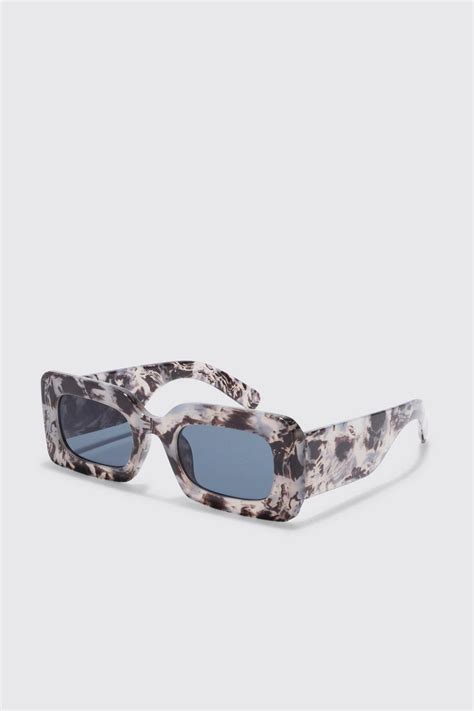 Men S Camo Rectangle Lens Sunglasses Boohoo Uk