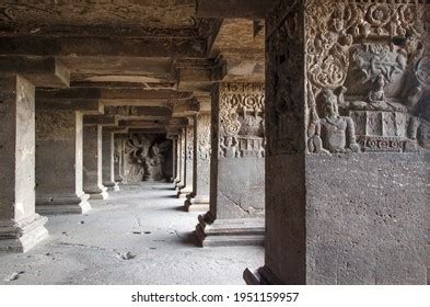 Relief Carvings Kailasa Kailash Temple Ellora Stock Photo