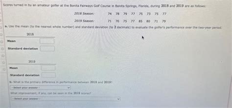 Scores Turned In By An Amateur Golfer At The Bonita Chegg