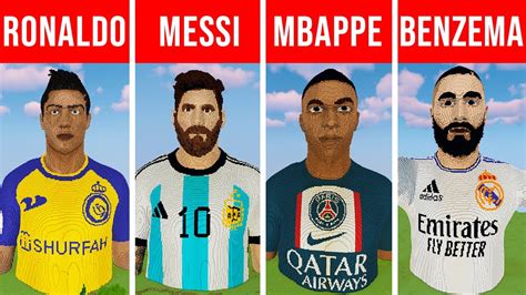 Minecraft Ronaldo Vs Messi Vs Mbappe Vs Benzema Statue House Build