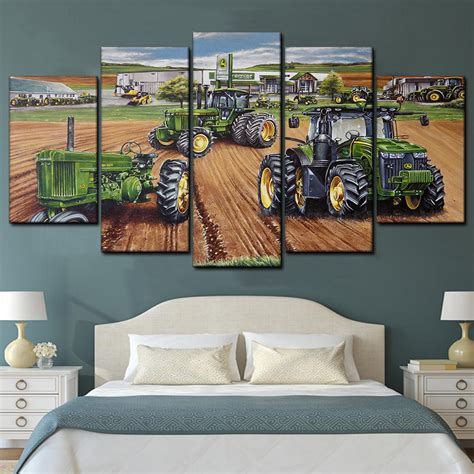 John Deere Farm Tractors Agriculture 5 Piece Canvas Art Wall Decor