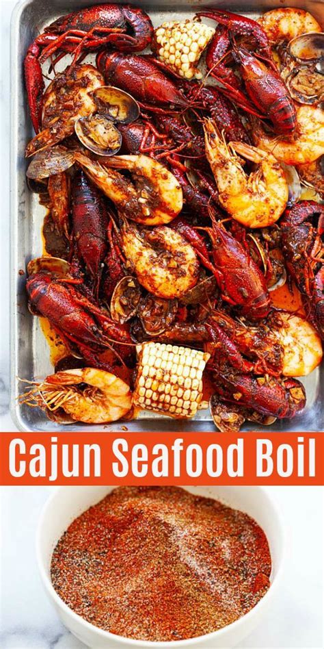 Seafood Boil With Cajun Spices And Seasoning In A Spicy Cajun Butter