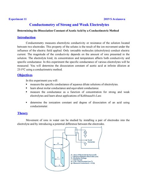 Exp11 Conductometry New Experiment 11 2019 SAvzianova Conductometry