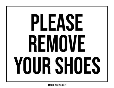 Please Remove Your Shoes Sign Black Text Printable Free Printable