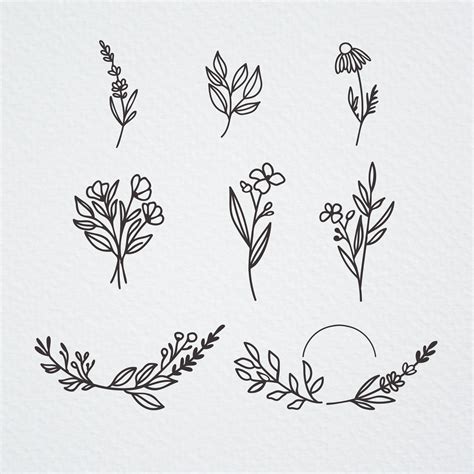 Wildflowers Svg Bundle Hand Drawn Wild Flower Clipart Etsy