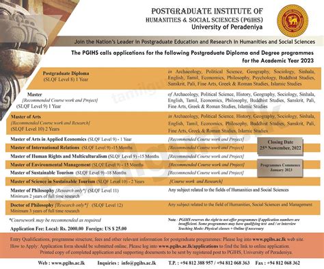 Master Ma Mphil Phd Applications 2022 University Of Peradeniya