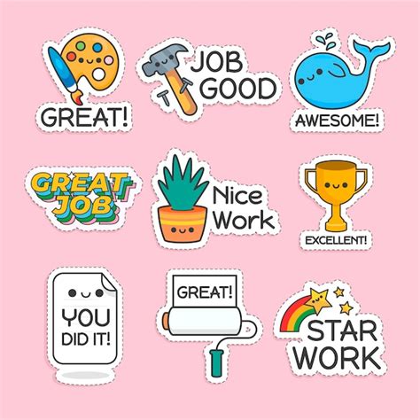 Free Vector Organic Flat Design Good Job Stickers Set