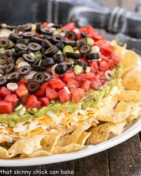 Easy Layered Taco Dip Perfect Party Food That Skinny Chick Can Bake