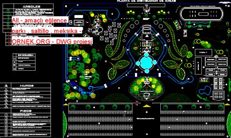 All Ama L E Lence Park Saltillo Meksika Dwg Projesi Autocad