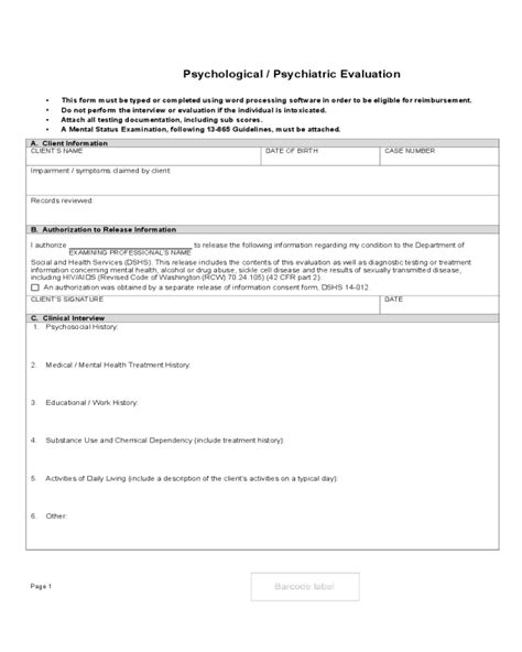 2024 Psychiatric Evaluation Form Fillable Printable Pdf And Forms