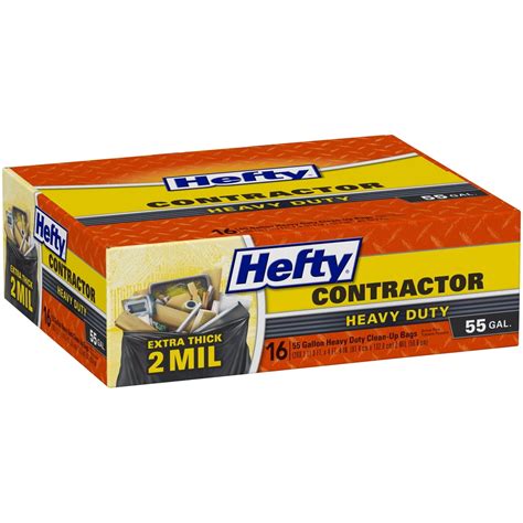 Hefty Heavy Duty Contractor Extra Large Trash Bags, 55 Gallon, 16 Count ...