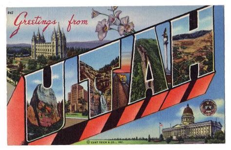 Greetings From Utah Usa Vintage Postcard 750x488 Pic On Design You